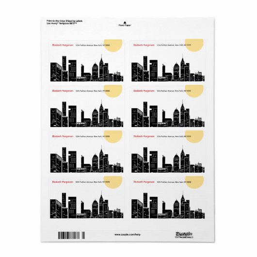New York Skyline Silhouette Label (Vorne)