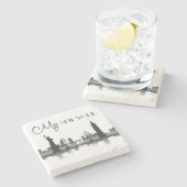 NEW YORK Skyline Silhouette Modern Steinuntersetzer (Seitenansicht)