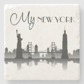 NEW YORK Skyline Silhouette Modern Steinuntersetzer (Vorderseite)