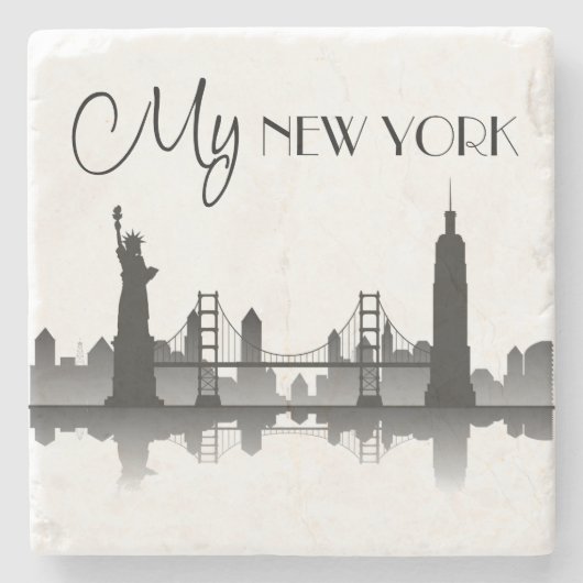 NEW YORK Skyline Silhouette Modern Steinuntersetzer (Vorderseite)