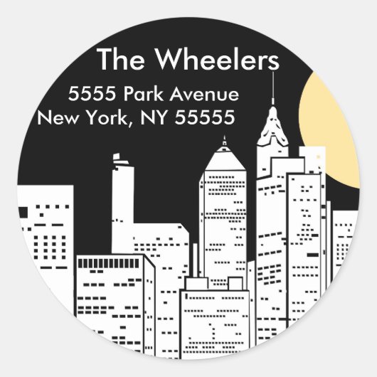 New York Skyline Silhouette Runder Aufkleber (Vorderseite)