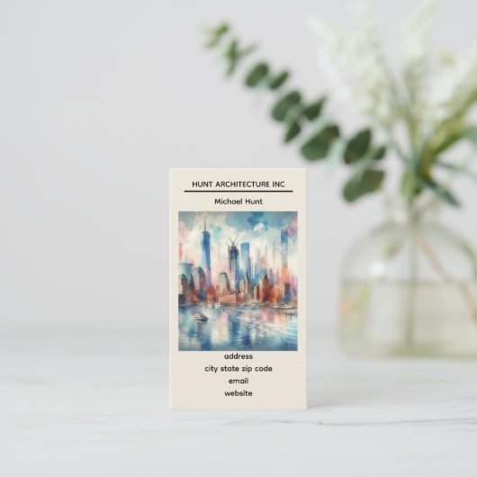 New York Skyline Template Business Card Visitenkarte (Stehend Vorderseite)