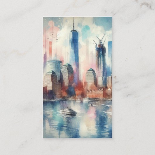 New York Skyline Template Business Card Visitenkarte (Rückseite)