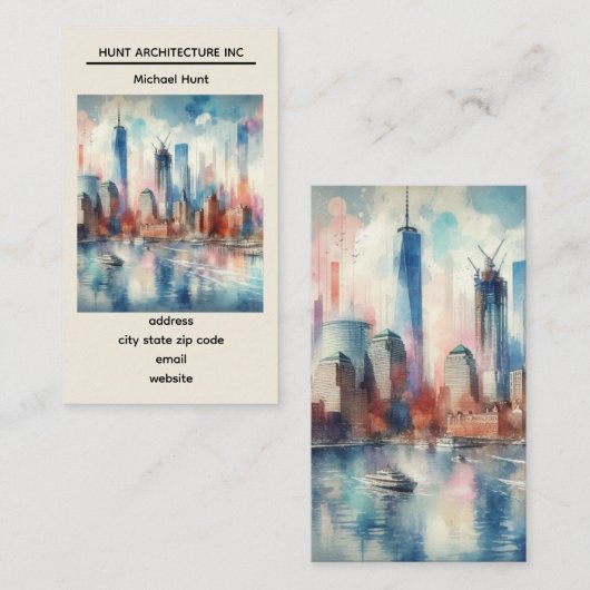 New York Skyline Template Business Card Visitenkarte (Vorne/Hinten)