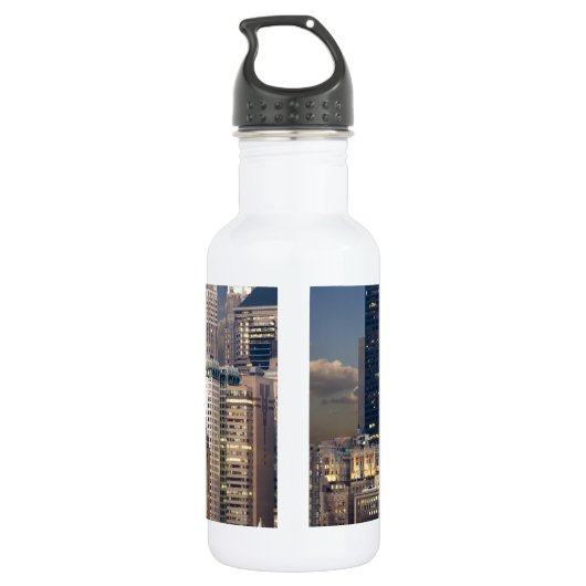New York Skyline und der Manhattan Hudson River Edelstahlflasche (Rückseite)
