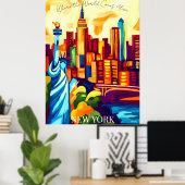 New York Skyline und Freiheitsstatue in Fauvist Poster (Heimbüro)