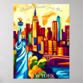 New York Skyline und Freiheitsstatue in Fauvist Poster (Vorne)