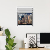 New York Skyline View Fake Window with Blinds Poster (Heimbüro)
