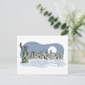 New York Skyline von Moonlight Postkarte (Stehend Vorderseite)