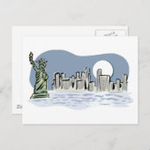 New York Skyline von Moonlight Postkarte (Vorne/Hinten)