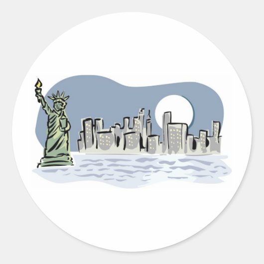 New York Skyline von Moonlight Runder Aufkleber (Vorderseite)