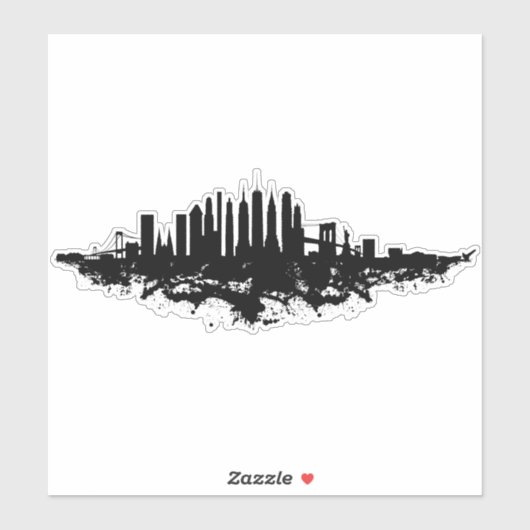 New York Skyline Watercolor Black and White Aufkleber (Blatt)