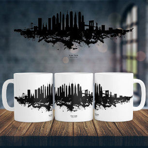 New York Skyline Watercolor Black and White Kaffeetasse