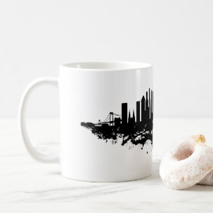New York Skyline Watercolor Black and White Kaffeetasse