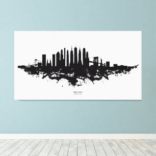 New York Skyline Watercolor Black and White Leinwanddruck