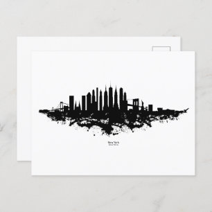 New York Skyline Watercolor Black and White Postkarte