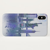New York Skyline - Watercolor Blue Case-Mate iPhone Hülle (Rückseite (Horizontal))