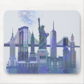 New York Skyline - Watercolor Blue Mousepad (Vorne)