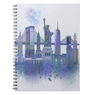 New York Skyline - Watercolor Blue Notizblock