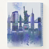 New York Skyline - Watercolor Blue Notizblock (Rückseite)