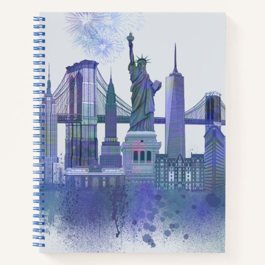 New York Skyline - Watercolor Blue Notizblock (Vorderseite)