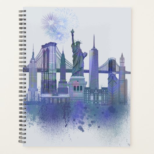 New York Skyline - Watercolor Blue Planer (Vorderseite)