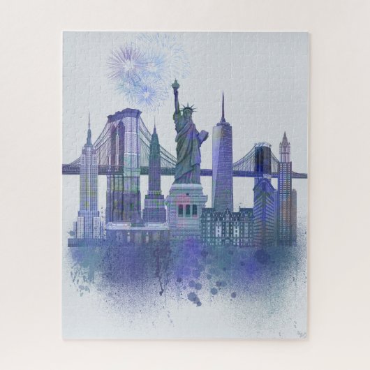 New York Skyline - Watercolor Blue Puzzle (Vertikal)