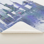 New York Skyline - Watercolor Blue Sherpadecke (3/4)