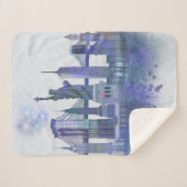 New York Skyline - Watercolor Blue Sherpadecke (Vorderseite (Horizontal))