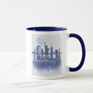 New York Skyline - Watercolor Blue Tasse