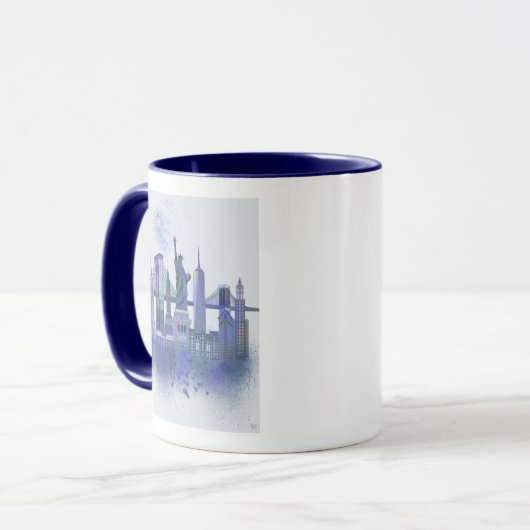 New York Skyline - Watercolor Blue Tasse (Vorderseite Links)