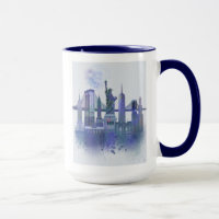 New York Skyline - Watercolor Blue