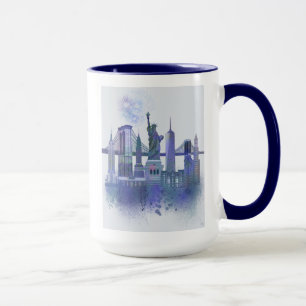 New York Skyline - Watercolor Blue Tasse