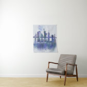 New York Skyline - Watercolor Blue Wandteppich (Beispiel)