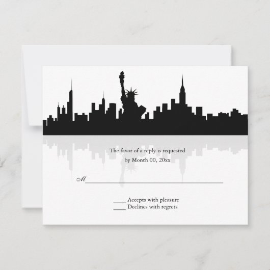 New York Skyline Wedding RSVP Karte (Vorderseite)