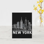 New York Skyline With Statue Of Liberty White Line Karte (Gelbe Blume)
