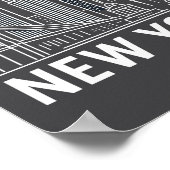 New York Skyline With Statue Of Liberty White Line Poster (Ecke)