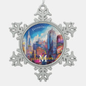 New York Snowflake Pewter Weihnachtsschmuck Schneeflocken Zinn-Ornament (Vorderseite)
