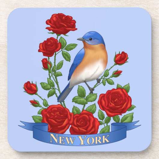 New York Staat Bird und Blume Getränkeuntersetzer (Vorderseite)