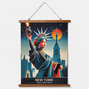 New York: Staat der natürlichen Schönheit Wandteppich Mit Holzrahmen