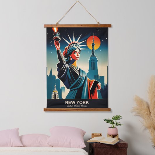 New York: Staat der natürlichen Schönheit Wandteppich Mit Holzrahmen (Schlafzimmer)