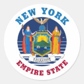 NEW YORK STAAT FLAG RUNDER AUFKLEBER (Vorderseite)