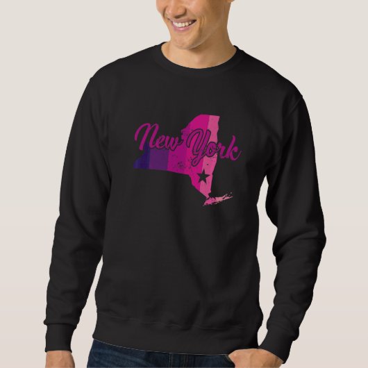 New York Staat Kontur Map USA Sweatshirt (Vorderseite)