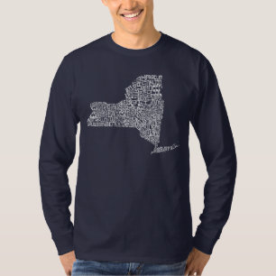 New York Staat Landkreises Typografic Word Art-Kar T-Shirt