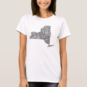 New York Staat Landkreises Typografic Word Art-Kar T-Shirt