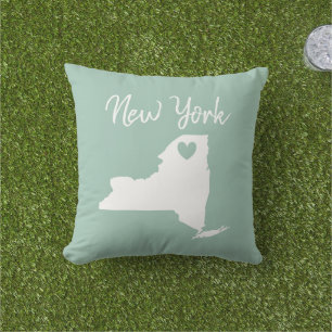 New York Staat Map Liebe Zuhause Throw Kissen