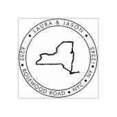 New York Staat Map Rücksendeadresse Wood Art Brief Gummistempel (Prägung)