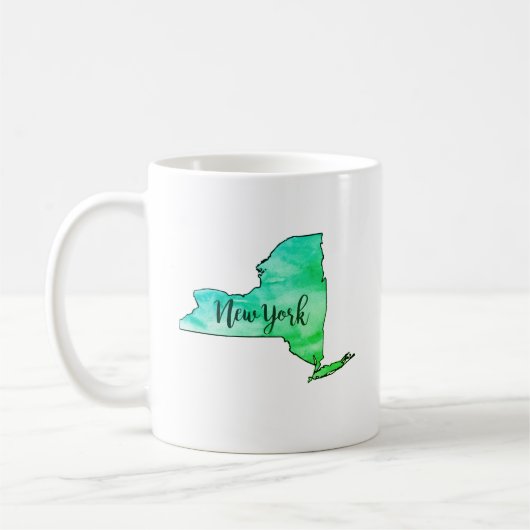 New York Staat Map Wasserfarbenmalerei Kaffeetasse (Links)