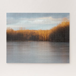 New York Staat Nature Twilight Winter Lake Puzzle