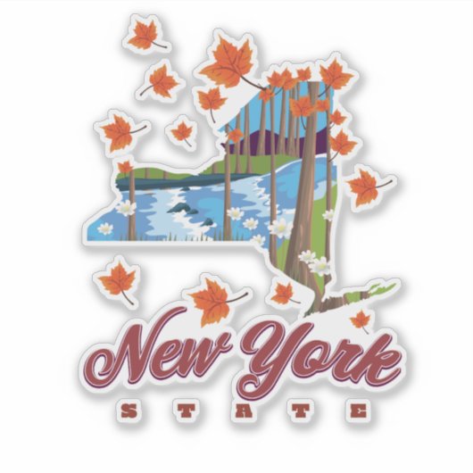 New York Staat Travel Poster Aufkleber (Vorderseite)
